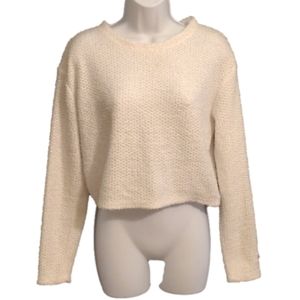 Divided white cropped lightweight sweater